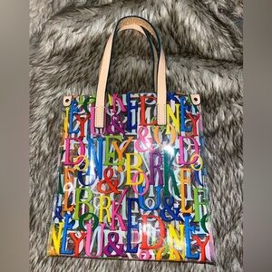 Dooney and Burke clear logo tote w leather straps